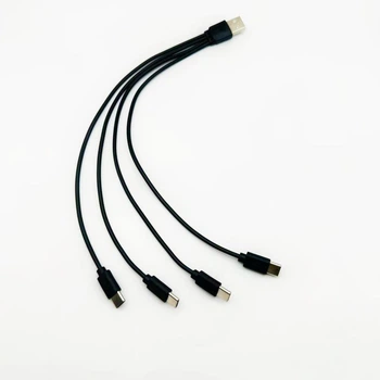 Кабель спліттер USB - 4 Type-C для зарядки та живлення 2A 20см Чорний ( код: A4C-02mB )