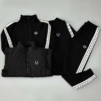 Чоловічий демісезонний спортивний костюм 4в1 Fred Perry S чорний (FP0030)