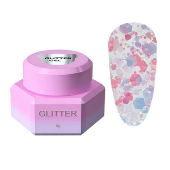 Гель для дизайна You Are Cute Glitter Gel 05 с разноцветным глиттером разной формы и размера 5 мл