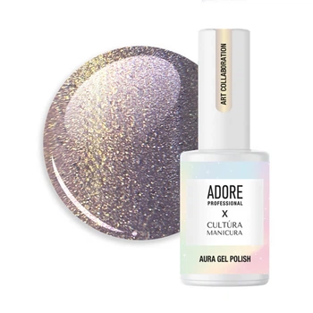 Гель-лак Adore Professional Cats Eye Aura A-03 Fleur хамелеон с эффектом втирки золотисто-сиреневый 8 мл