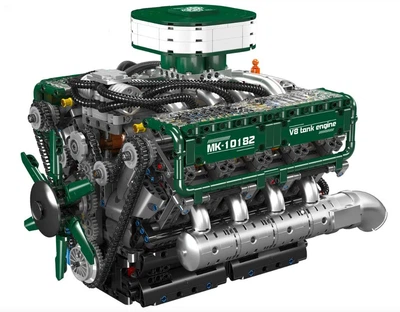 Конструктор двигун V8 Tank Engine Mould King моторизований дитячий танк чорно- зелений 2250 деталей 10182