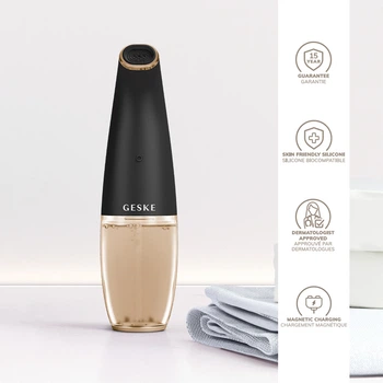 Вакуумний очищувач пор GESKE Aqua-Stream Face Cleanser 8 в 1 апарат для аквапілінгу та зволоження девайс для чистки шкіри проти чорних цяток Сірий