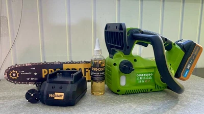 Акумуляторна ланцюгова пила ProCraft PKA42Li 20В, 12", безщіткова, АКБ 4А·г Turbo + ЗП 2А
