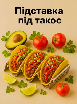 Підставка з нержавіючої сталі для такос, хот-догів та тортильї, кухонна стійка/тримач для 3 тако, сріблястий (114644044)