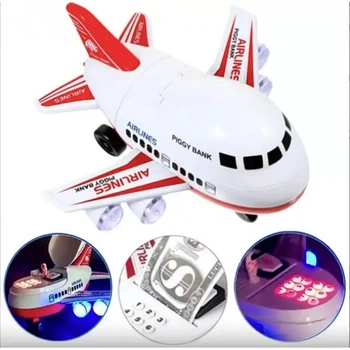 Электронная копилка-сейф с кодовым замком и отпечатком пальца самолет Carton Bank "Aircraft" 6688-33, красный