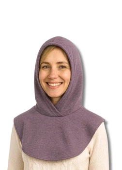 Женский капор-капюшон из ангоры с манишкой на флисе (One-size) Сиреневый