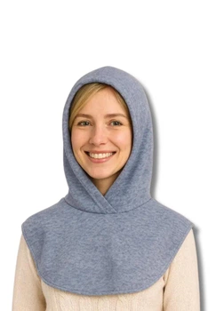 Женский капор-капюшон из ангоры с манишкой на флисе (One-size) Светлый джинс