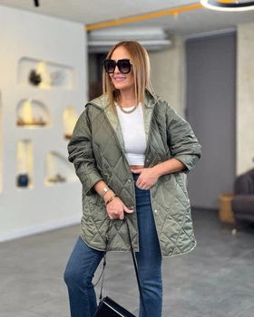 Куртка женская демисезонная свободного кроя, SOLINNA Хаки, 48-50