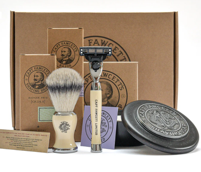 Набір щітка, бритва та мило Captain Fawcett Faux Shave Brush, Razor & Shaving Soap 110g