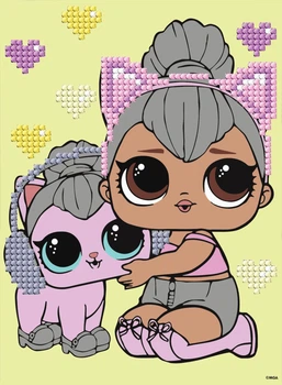 Алмазна мозаїка для дітей Ideyka LOL Surprise! Kitty Queen With Kitty Kitty 15x20 см (AML1206)