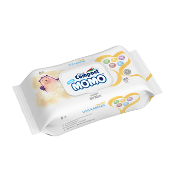 Серветки вологі дитячі Ultra Compact Momo Multivitamins 100 шт з клапаном (306397)