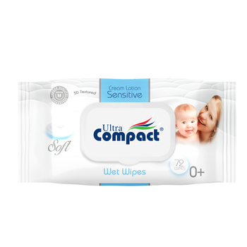 Серветки вологі дитячі Ultra Compact Sensitive 72 шт з клапаном (306349)