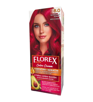 Крем-фарба для волосся стійка Florex Super 8.0 Червоний корал