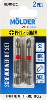 Насадка для отвертки PH1 50мм. (Molder Tools) 2шт. цветная маркировка S2 (бита) (MT7015002C)
