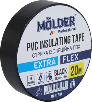 Изолента огнестойкая (Molder) 20м черная (MA21720)