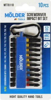 Набор бит 10 ед. 50мм. ударных (Molder Tools) цветная маркировка (MT70110)