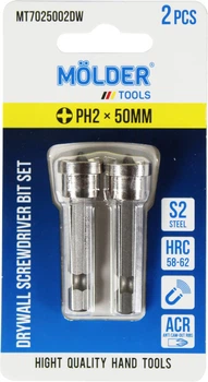 Насадка для отвертки PH2 50мм. (Molder Tools) 2шт. для гипсокартона S2 (бита) MT7025002DW