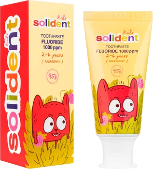 Дитяча зубна паста Solident Kids з фтором 1000 ppm Малина 50 мл (4823109704800)