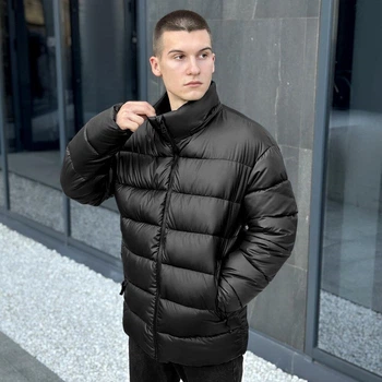 Мужская зимняя куртка плащевка на пухе 3XL черная (OWku2973ba)