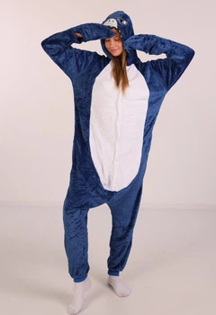 Женская кигуруми пижама взрослая и подростковая Kigurumi Акула Взрослая Синий M 155-165 см. (1064)