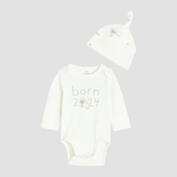 Детское боди + шапочка для новорожденных H&M 979605010c35 62 см Белое (KC1000000054877)