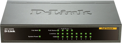 Комутатор D-Link DES-1008PA Unmanaged Desktop Switch (DL-ES1008P)