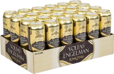 Упаковка пива Volfas Engelman Rinktinis світле фільтроване 5.2% 0.568 л x 24 шт (4770301229108)