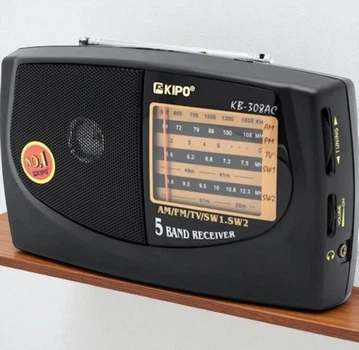 Радиоприемник KIPO FM ФМ, с автономным питанием и телескопической антенной, Черный (8О3)