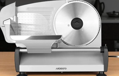 Електрична дискова ломтерізка Ardesto 150Вт для нарізування продуктів, мʼяса, колбас, сирів (ОО2)