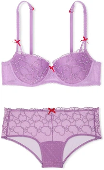 Комплект женского белья Victoria's Secret PINK Wink Grape Taffy (лиф 36C + трусики Cheeky M)