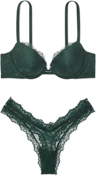 Комплект женского белья Victoria's Secret Very Sexy Botanical Green (лиф 36C + трусики-стринги M)