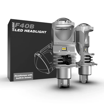 Автомобильные LED лампы F40B H4 12 -24В с линзой, Bi LED мини линзы н4