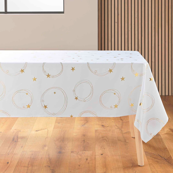 Скатертина Douceur d'intérieur з золотим візерунком зірок біла 150 x 240 см (3574387233100)