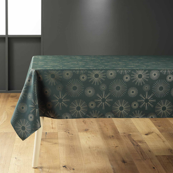 Скатертина Douceur d'intérieur Pampille з золотим візерунком темно-зелена 150 x 240 см (3574387231700)