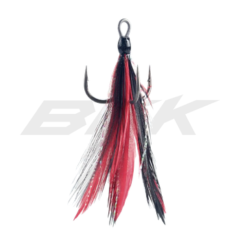 Крючок тройной с оперением BKK Feathered Spear-21 SS №6 Red-Black (3шт)