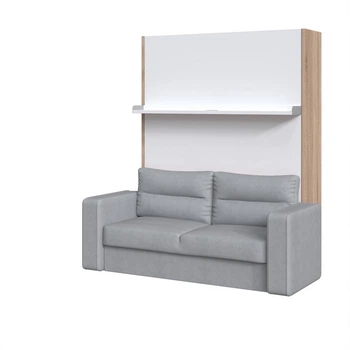 Шкаф-Кровать-Диван Smartmebel SOUL-140 NEW (140 см х 200 см Нимфея Альба, Дуб Сонома ) (N-45)