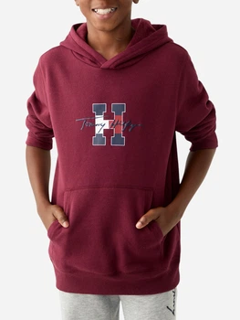 Дитяче тепле худі на флісі для хлопчика Tommy Hilfiger 432639072 122 см Бордове (1159842557)