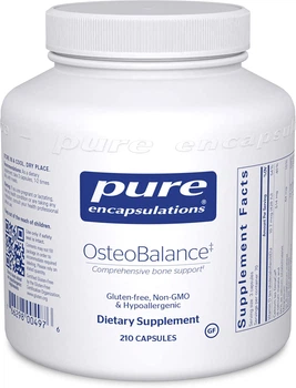 Кальцій (проти остеопорозу), OsteoBalance, Pure Encapsulations, для поліпшення абсорбції кальцію і поліпшення мінералізації здорових кісток, 210 капсула