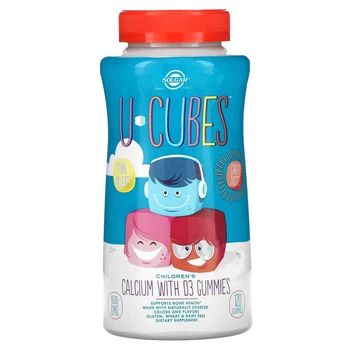 Кальцій з вітаміном D3 для дітей, U-Cubes, Children's Calcium With D3, Solgar, зі смаком полуниці, 120 жувальних цукерок