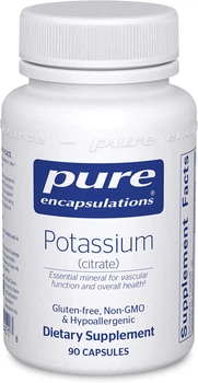 Калій (цитрат), Potassium (citrate), Pure Encapsulations, для підтримки функцій нервів та м'язів, надниркових залоз, гормонів, здоров'я серця та енергії, 90 капсул