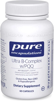 B-комплекс плюс, Ultra B-Complex with PQQ, Pure Encapsulations, для підтримки здоров'я нервів, клітин, метилювання та мітохондрій, 60 капсул