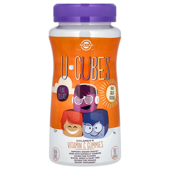 Вітамін С жувальний, Children's Vitamin C, Solgar, U-Cubes, апельсин / полуниця, для дітей, 90 жувальних цукерок