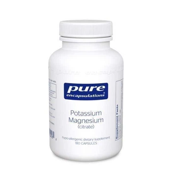 Калій та Магній (цитрат), Potassium Magnesium (citrate), Pure Encapsulations, підтримує здоров'я серця, м'язів, мінералізації кісток, нервів та кислотно-лужного балансу, 180 капсулКалій та Магній (цитрат), Potassium Magnesium (citrate), Pure Encapsulation