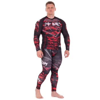 Костюм компрессионный мужской рашгард лонгслив и штаны VNM OKINAWA 9504-9604 2XL Черный-красный