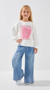Свитшот с принтом для девочки First Kids M-196 104 см Молочный shop (2000999198724)
