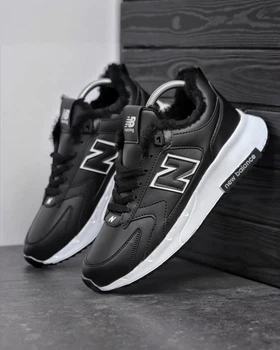 Чоловічі шкіряні кросівки зимові Winter New Black Edition чорні 40