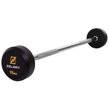 Штанга фиксированная прямая обрезиненная Rubber Coated Barbell Zelart TA-2685-15 15 кг