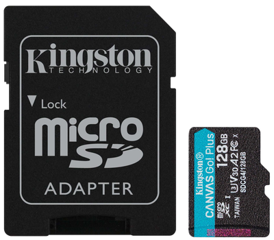 Карта пам'яті Kingston microSD 128GB C10 UHS-I U3 A2 V30 + SD (SDCG4/128GB) (7120094)