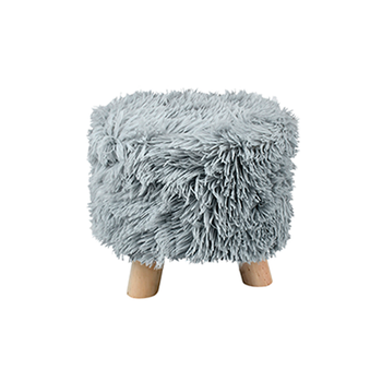 Пуф м'який з штучним хутром Fluffy, круглий, 28х30 см, Біло-сірий (R33440-1)