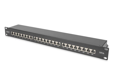 Digitus Патч-панель DIGITUS CАТ 6А STP, 19", 1U, 24 порта, в сборе, черная